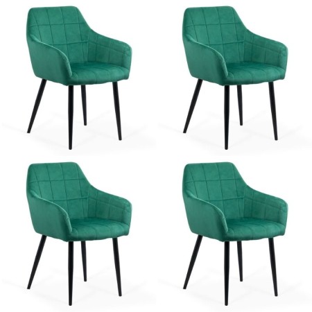 4 scaune din catifea cu picioare metalice BUC 260 Verde 4 scaune din catifea cu picioare metalice BUC 260 Verde