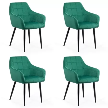 4 scaune din catifea cu picioare metalice BUC 260 Verde