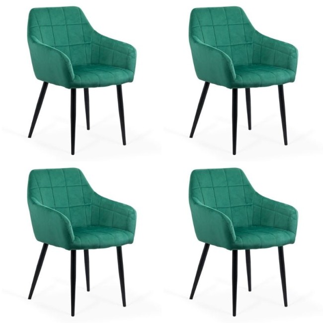 4 scaune din catifea cu picioare metalice BUC 260 Verde