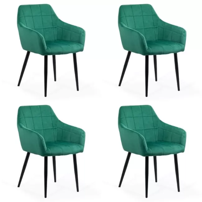 	4 scaune din catifea cu picioare metalice BUC 260 Verde