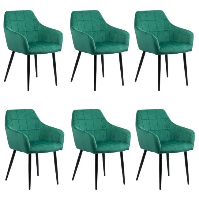 6 scaune din catifea cu picioare metalice BUC 260 Verde