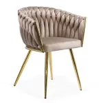 Scaune moderne din catifea și cadrul auriu BUC 261 bej