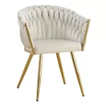Scaune moderne din catifea și cadrul auriu BUC 261 crem
