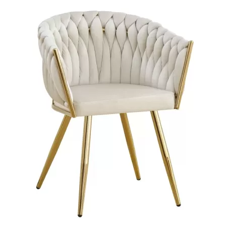 Scaune moderne din catifea și cadrul auriu BUC 261 crem
