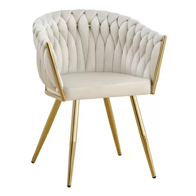 Scaune moderne din catifea și cadrul auriu BUC 261 crem