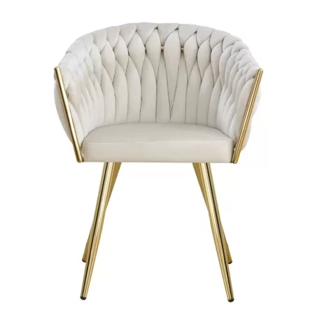Scaune moderne din catifea și cadrul auriu BUC 261 crem