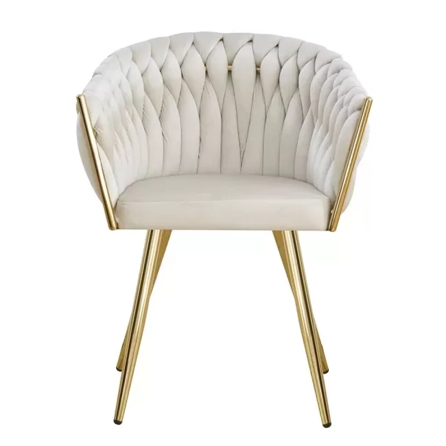 Scaune moderne din catifea și cadrul auriu BUC 261 crem