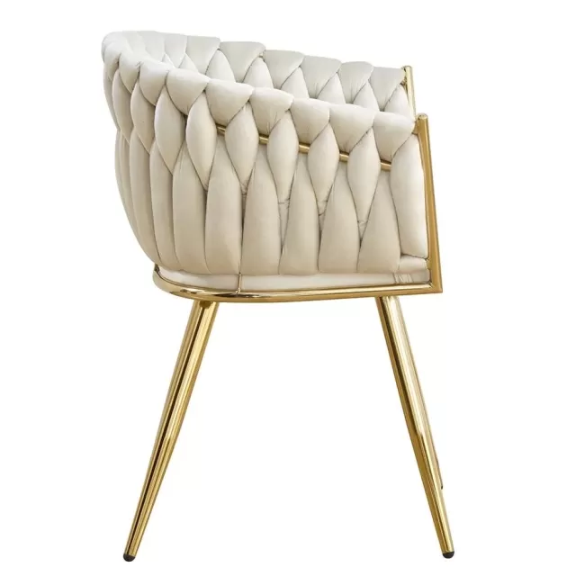 Scaune moderne din catifea și cadrul auriu BUC 261 crem