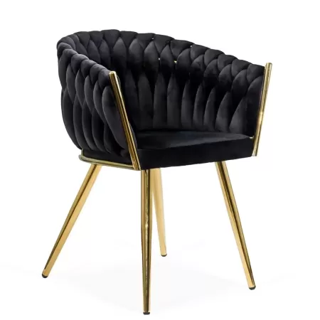 Scaune moderne din catifea și cadrul auriu BUC 261 Negru