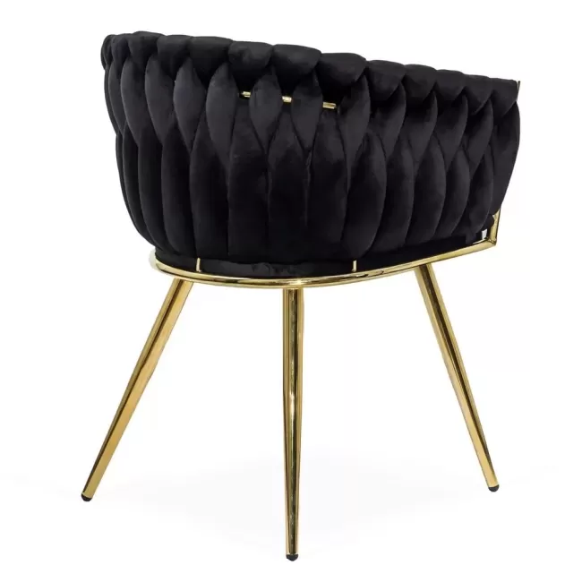 Scaune moderne din catifea și cadrul auriu BUC 261 Negru
