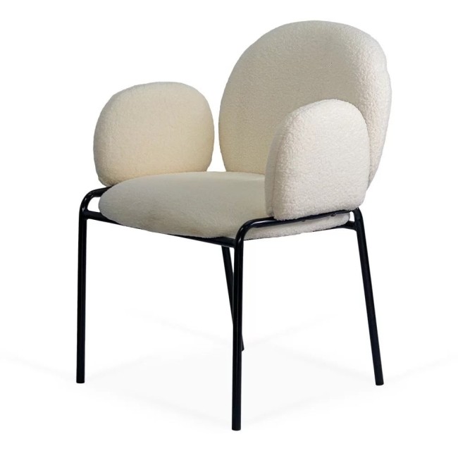 Scaun dining din material boucle pe cadru metalic BUC 281 crem Scaun dining din material boucle pe cadru metalic BUC 281 crem
