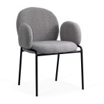 Scaun dining din material boucle pe cadru metalic BUC 281 gri