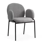 Scaun dining din material boucle pe cadru metalic BUC 281 gri