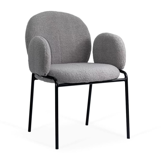 Scaun dining din material boucle pe cadru metalic BUC 281 gri Scaun dining din material boucle pe cadru metalic BUC 281 gri