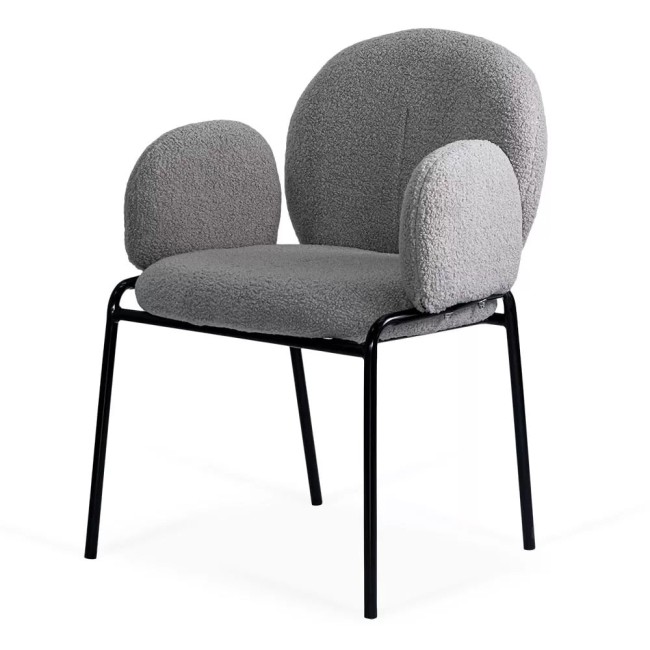 Scaun dining din material boucle pe cadru metalic BUC 281 gri Scaun dining din material boucle pe cadru metalic BUC 281 gri