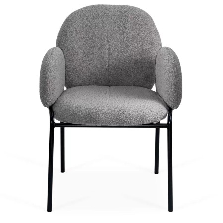 Scaun dining din material boucle pe cadru metalic BUC 281 gri Scaun dining din material boucle pe cadru metalic BUC 281 gri