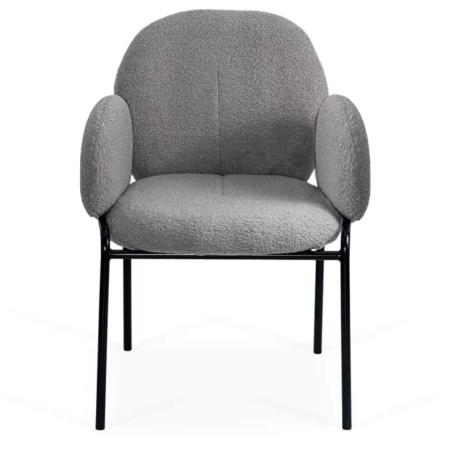 Scaun dining din material boucle pe cadru metalic BUC 281 gri Scaun dining din material boucle pe cadru metalic BUC 281 gri