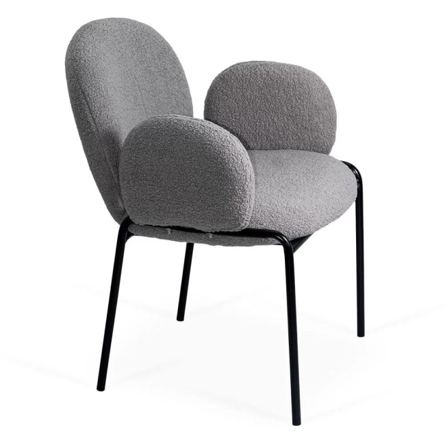 Scaun dining din material boucle pe cadru metalic BUC 281 gri Scaun dining din material boucle pe cadru metalic BUC 281 gri