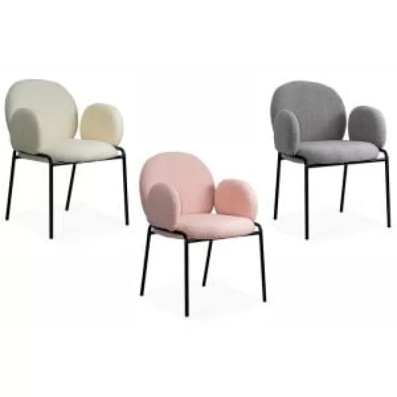 5 scaune din material boucle pe cadru metalic