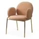 Scaun dining din material boucle pe cadru metalic auriu BUC 282 bej