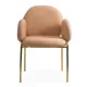 Scaun dining din material boucle pe cadru metalic auriu BUC 282 bej