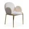 Scaun dining din material boucle pe cadru metalic auriu BUC 282 crem