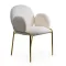 Scaun dining din material boucle pe cadru metalic auriu BUC 282 crem