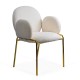 Scaun dining din material boucle pe cadru metalic auriu BUC 282 crem Scaun dining din material boucle pe cadru metalic auriu BUC 282 crem