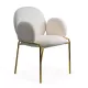 Scaun dining din material boucle pe cadru metalic auriu BUC 282 crem