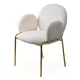 Scaun dining din material boucle pe cadru metalic auriu BUC 282 crem