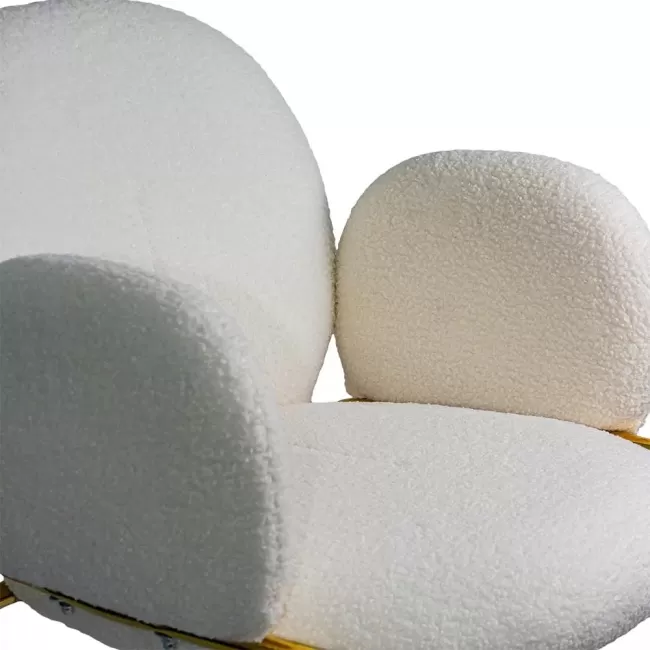 Scaun dining din material boucle pe cadru metalic auriu BUC 282 crem