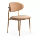 Scaun dining pe cadru metalic cu aspect lemnos BUC 283 bej
