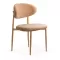 Scaun dining pe cadru metalic cu aspect lemnos BUC 283 bej