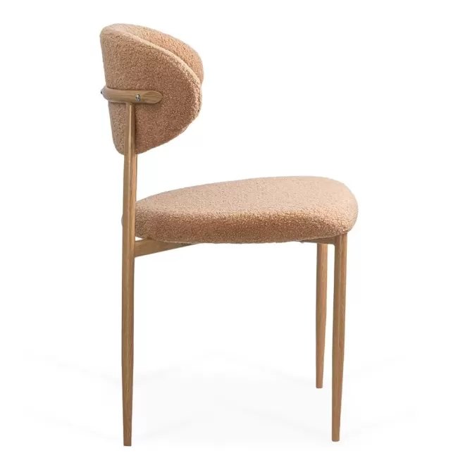 Scaun dining pe cadru metalic cu aspect lemnos BUC 283 bej