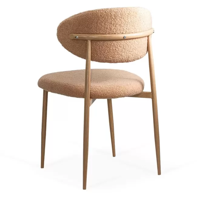 Scaun dining pe cadru metalic cu aspect lemnos BUC 283 bej