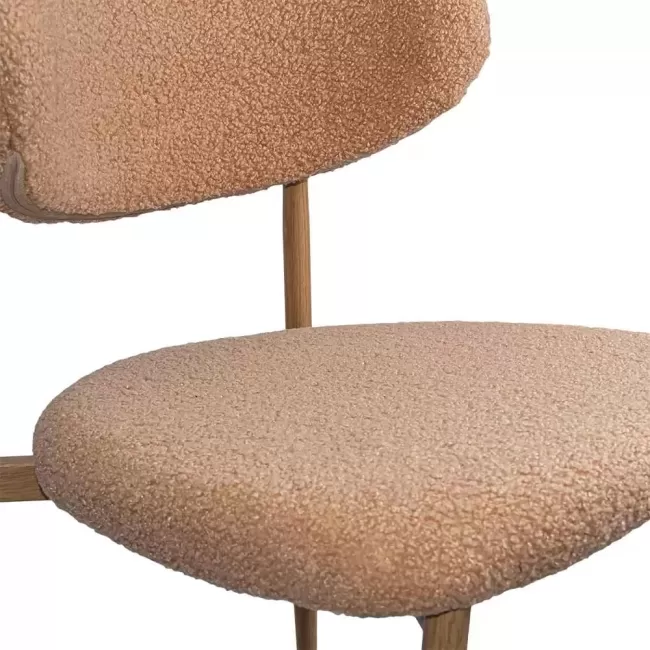 Scaun dining pe cadru metalic cu aspect lemnos BUC 283 bej