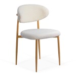 Scaun dining pe cadru metalic cu aspect lemnos BUC 283 crem