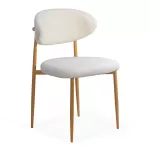 Scaun dining pe cadru metalic cu aspect lemnos BUC 283 crem
