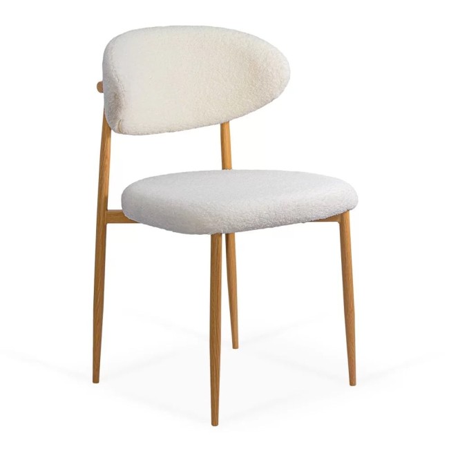 Scaun dining pe cadru metalic cu aspect lemnos BUC 283 crem Scaun dining pe cadru metalic cu aspect lemnos BUC 283 crem