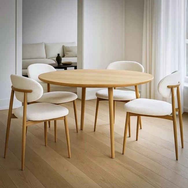 Scaun dining pe cadru metalic cu aspect lemnos BUC 283 crem Scaun dining pe cadru metalic cu aspect lemnos BUC 283 crem