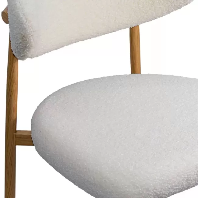 Scaun dining pe cadru metalic cu aspect lemnos BUC 283 crem