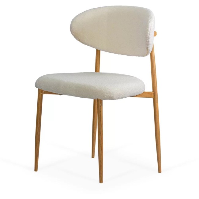 Scaun dining pe cadru metalic cu aspect lemnos BUC 283 crem Scaun dining pe cadru metalic cu aspect lemnos BUC 283 crem