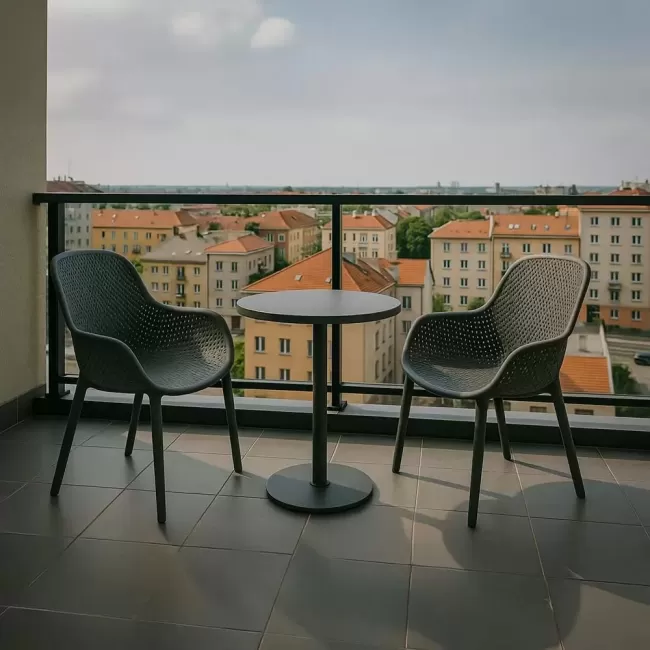 Scaun terasă din plastic pe cadru rezistent HRC 593 Gri