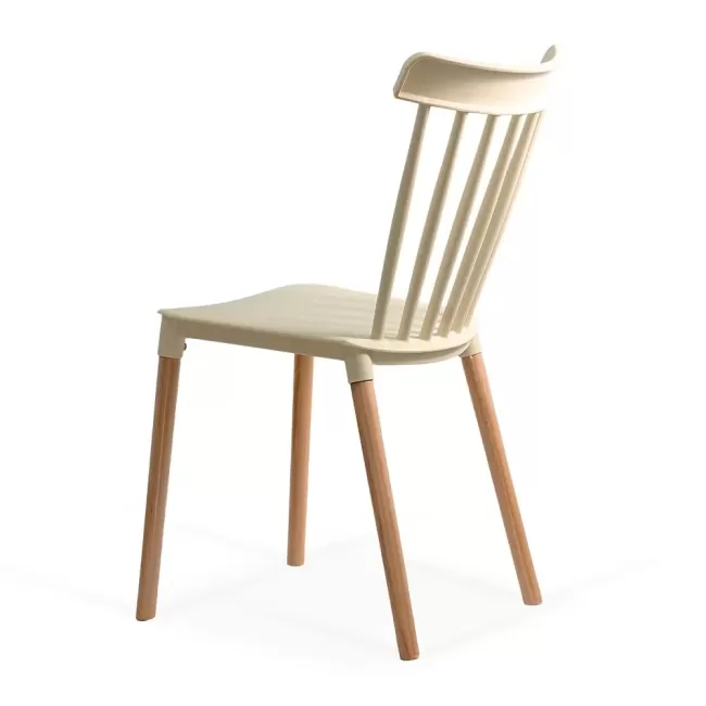 Scaune terasă din plastic si picioare din lemn HRC 595 Bej