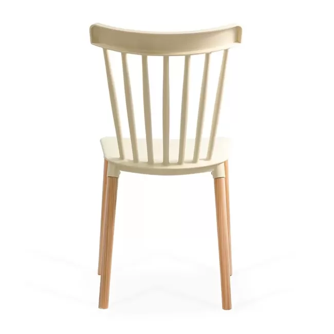 Scaune terasă din plastic si picioare din lemn HRC 595 Bej