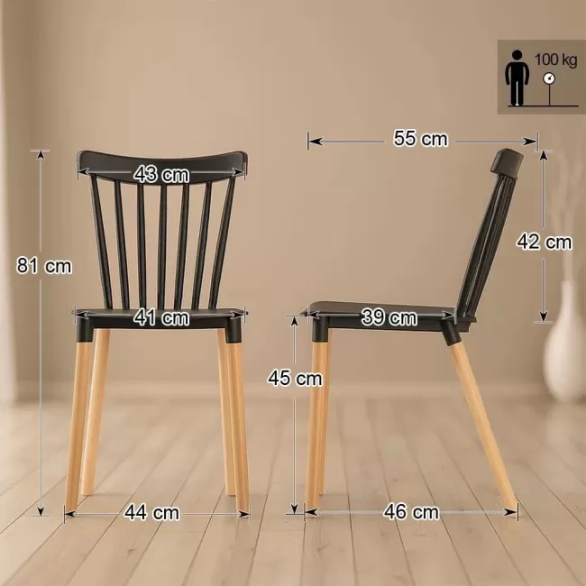 Scaune terasă din plastic si picioare din lemn HRC 595 Bej