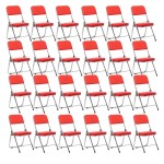 Set 24 scaune pliabile ieftine și rezistente pe roșu Set 24 scaune pliabile ieftine și rezistente pe roșu