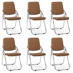 Set 6 scaune pliabile ieftine și rezistente pe maro Set 6 scaune pliabile ieftine și rezistente pe maro