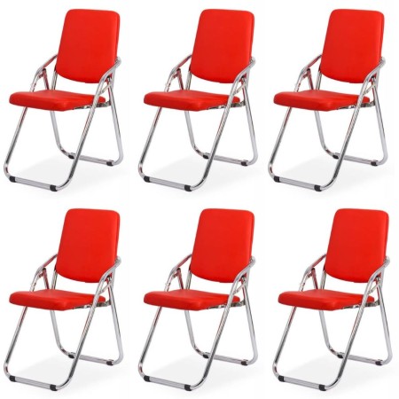 Set 6 scaune pliabile ieftine și rezistente pe roșu Set 6 scaune pliabile ieftine și rezistente pe roșu