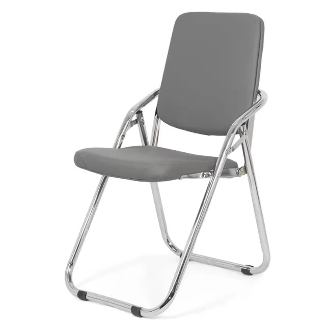 Scaune pliante cadru cromat pe culoarea gri